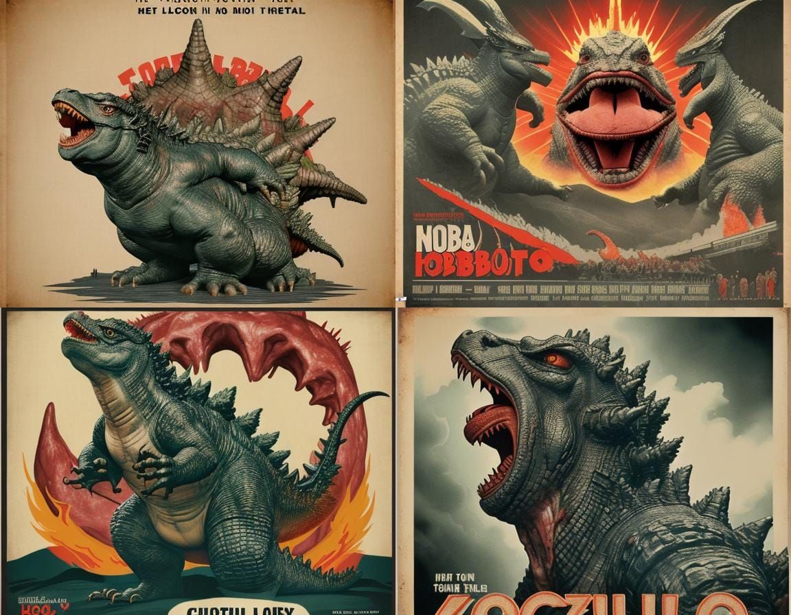 Retro Godzilla Movie Poster with Anatomical Horror
