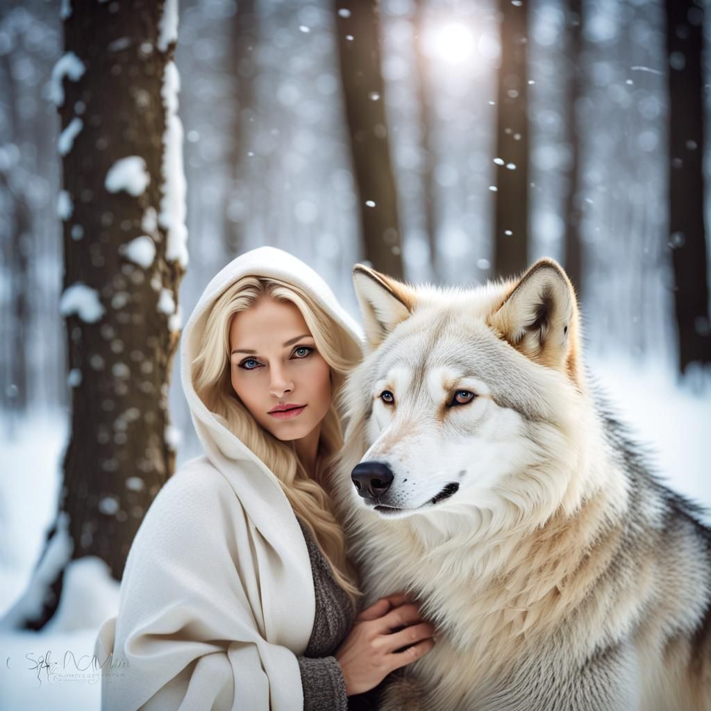 With a friend. Similar to my Saarloos wolfdog 🩷