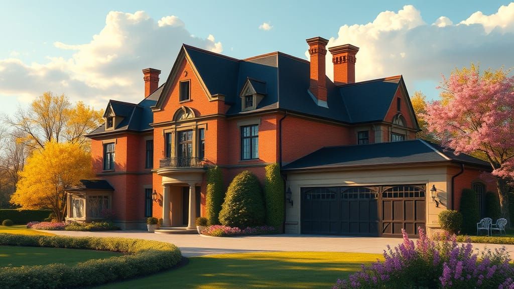 Grand Chateau in Golden Afternoon Light