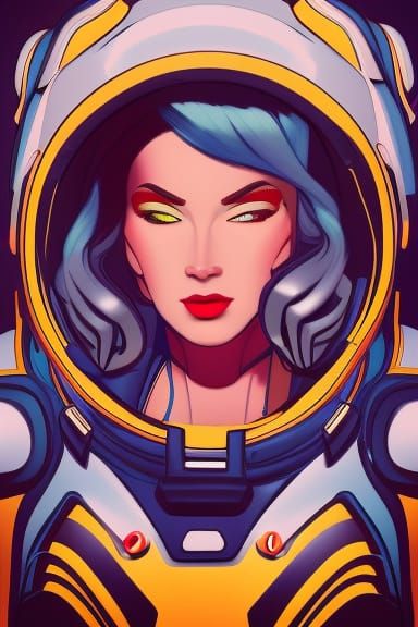 female space "captain future" character, Head and shoulders portrait, vivid, technical Style high details technical spac...