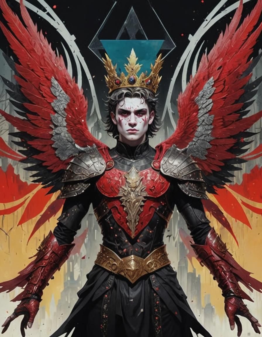 Neofuturist God of Dawn in Apocalyptic Forest