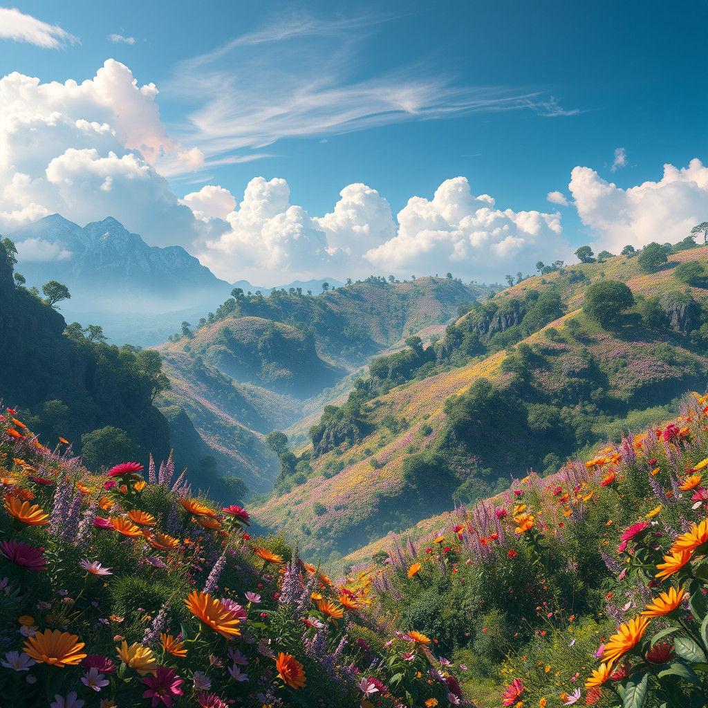 Valley of Flowers: A Hyper-Realistic 3D Rendered Scene