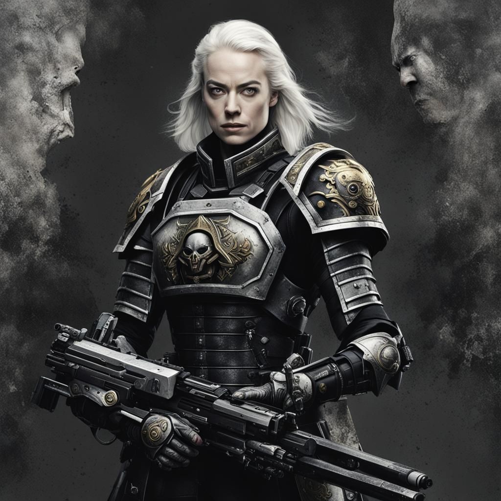 Sister of Battle in Ornate Armor, Digital Portrait