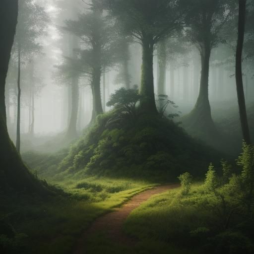 Lush Forest Ecosystem with Misty Atmosphere