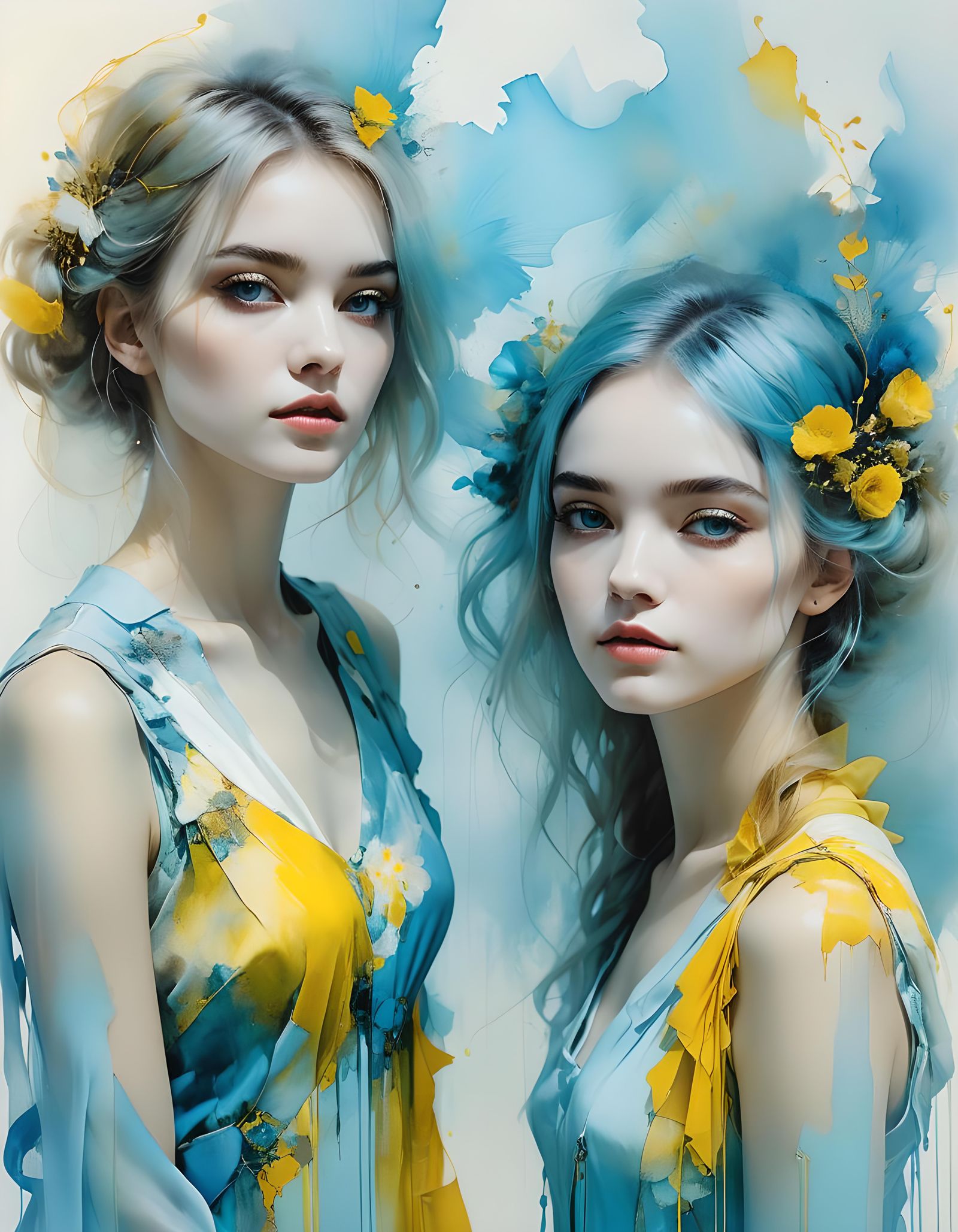 Dreamy Surreal Portrait in Soft Blue Tones