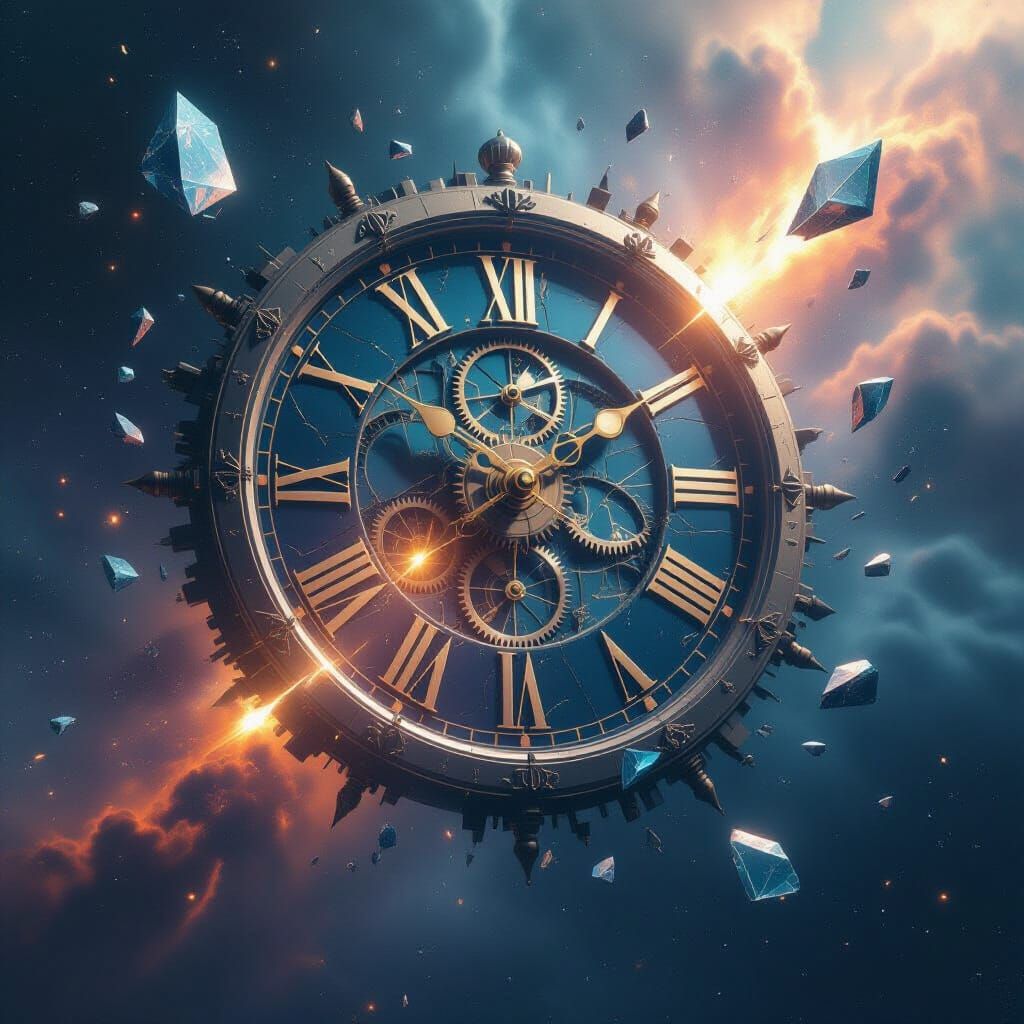 Shattered Clock in Space, Cosmic Time Fragments Orbiting