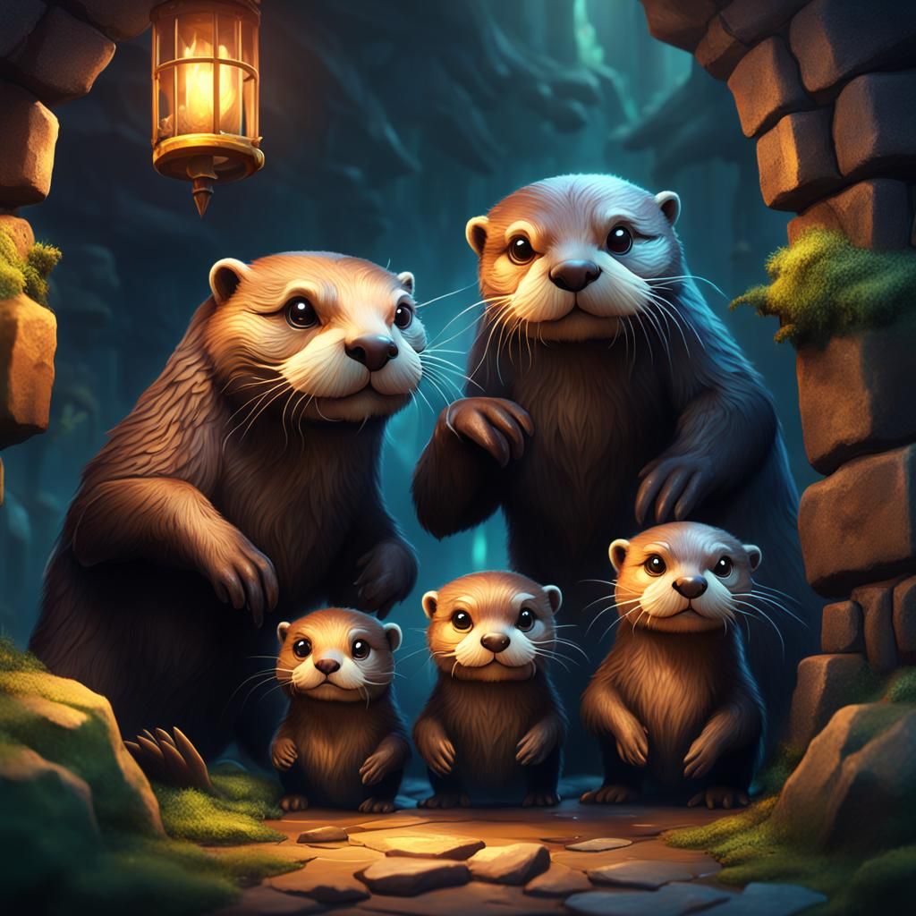 Otter Family in Dungeon: Fantasy Concept Art