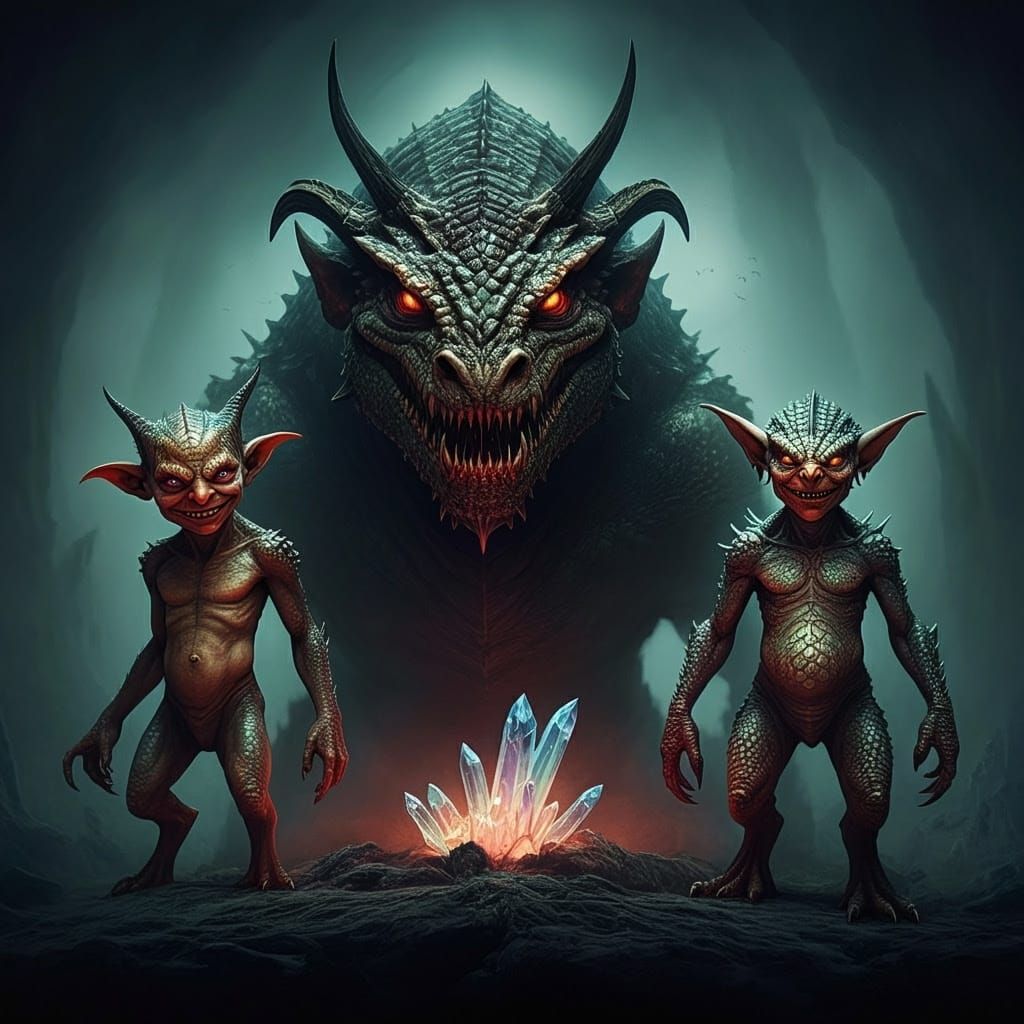 Fantastical Monsters in Dark Fantasy Scene