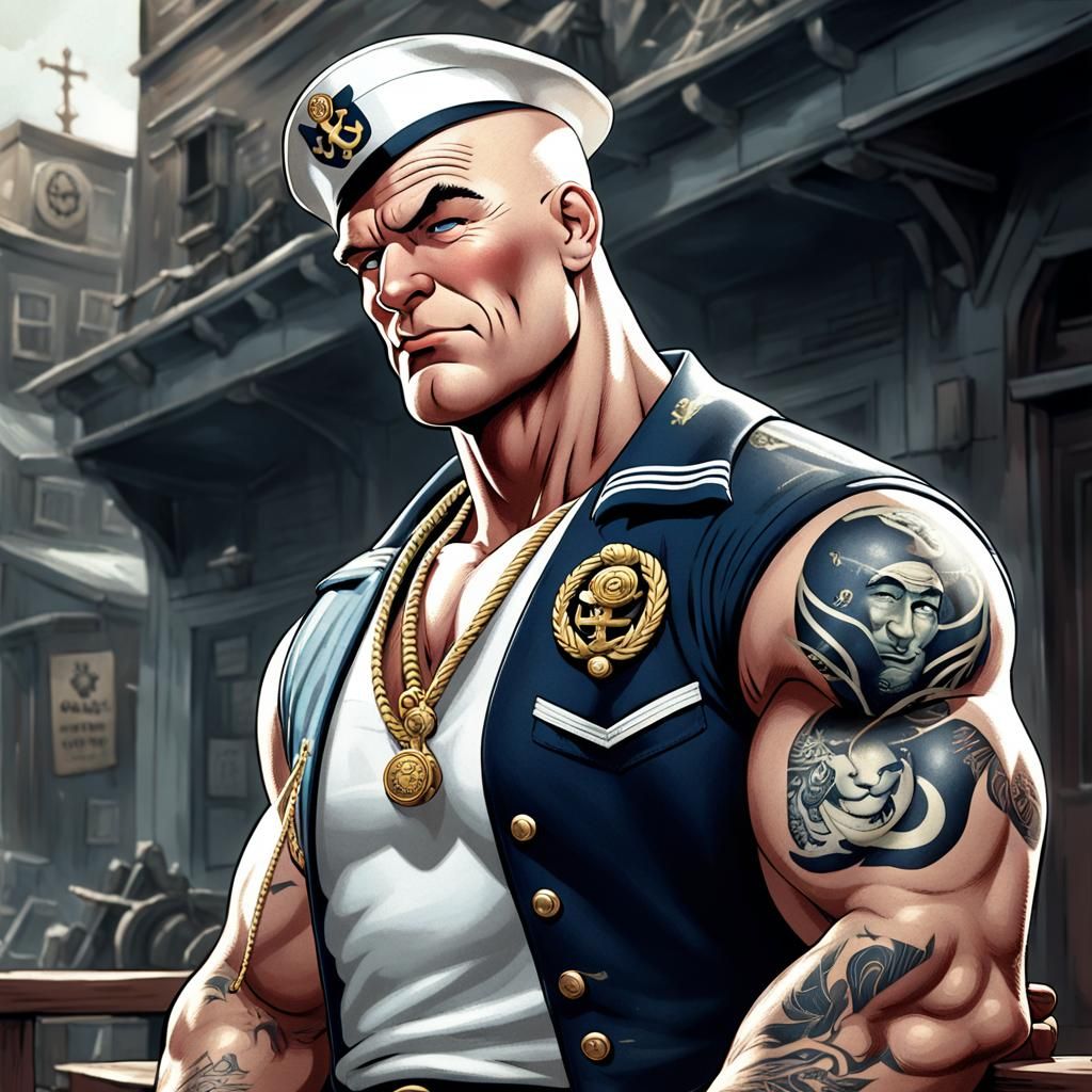 Popeye the Sailor Man in Comic Book Art Style