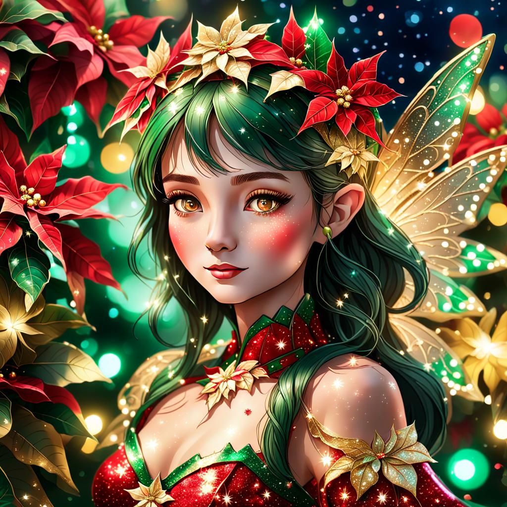 Festive Christmas Fairy Amidst Glittering Lights
