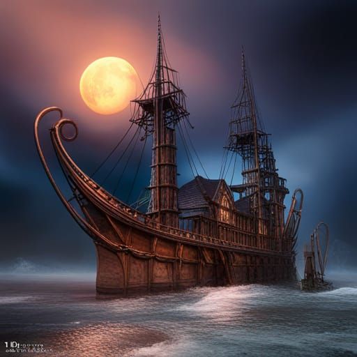 Ethereal Ghost Ship Fantasy Concept Art