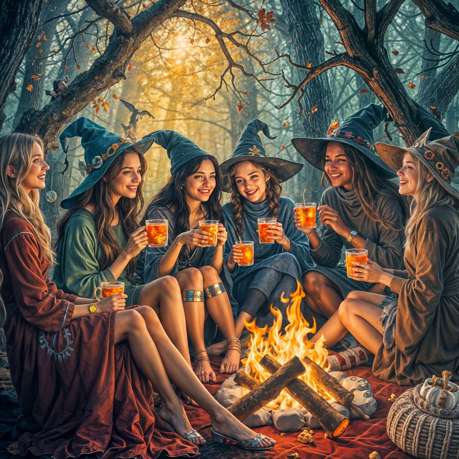 Cozy Witch Gathering in Astral Illustration