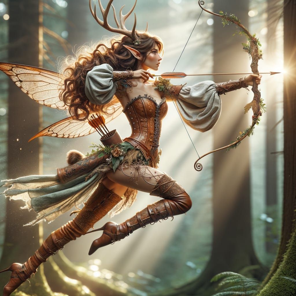 Woodland Fawn Fae Bow Huntress