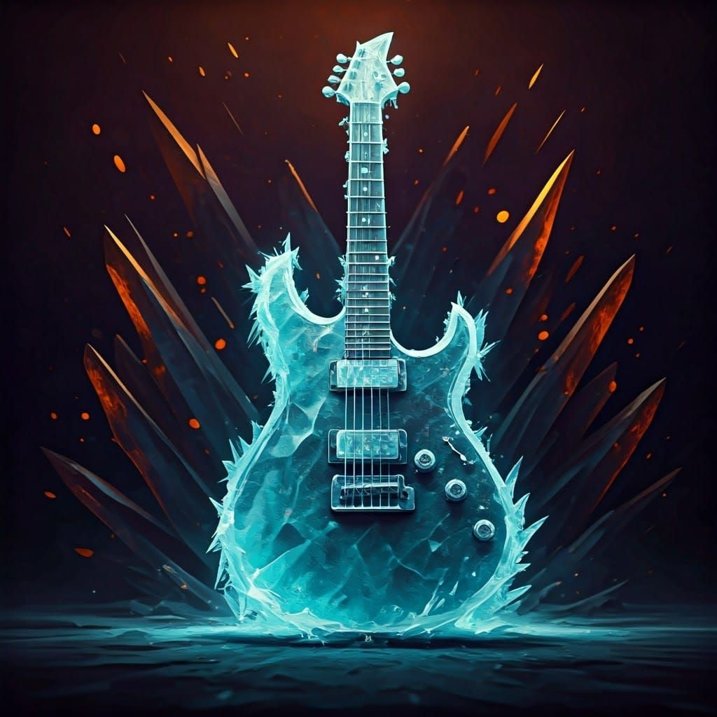 Icy Electric Guitar in Fantasy Concept Art Style