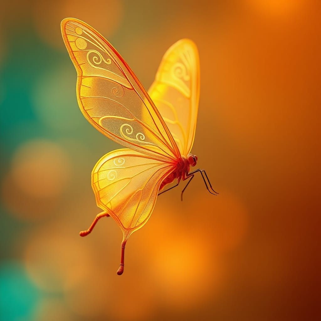 Translucent Butterfly in Dynamic Motion, Digital Art