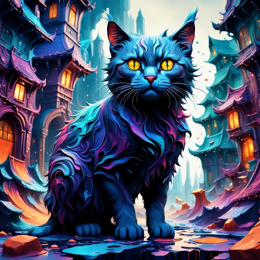 Abstract Cat: Detailed Fantasy Concept Art