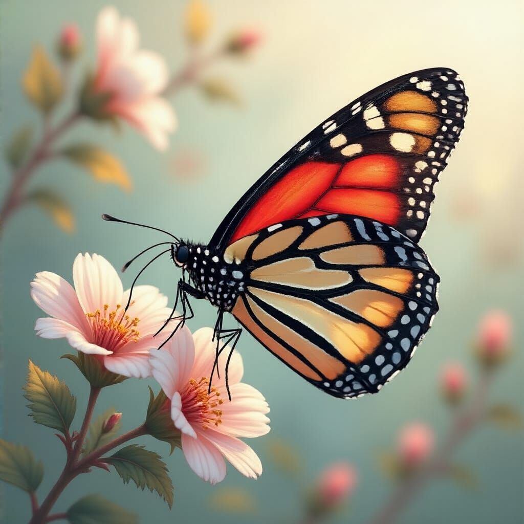 Red, White, and Blue Monarch Butterfly Art