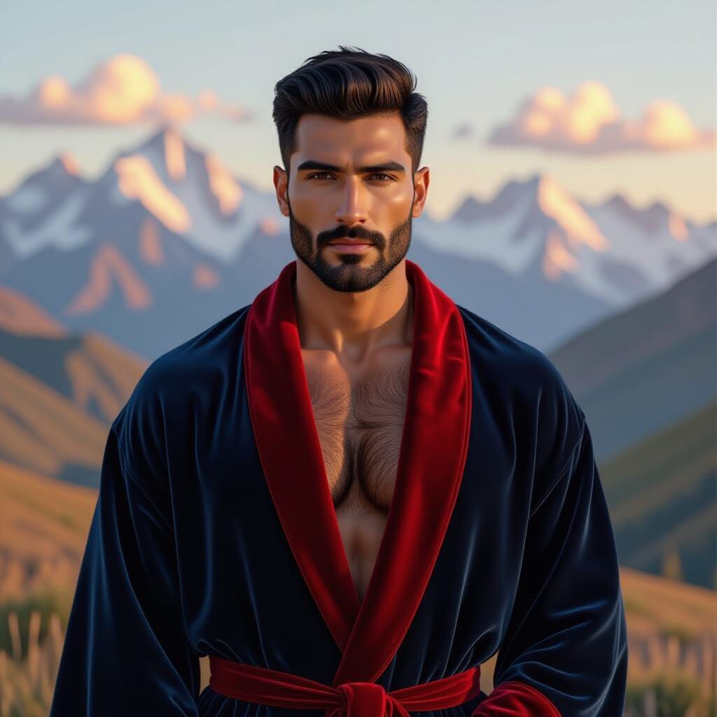 Turkish Indian Man in Velvet Robe, Impressionist Portrait