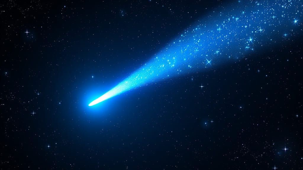 Sapphire Comet Blazes Through Cosmic Night