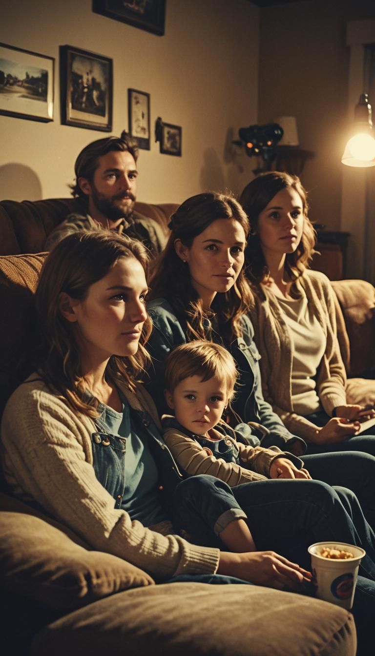 Cozy Family Movie Night: Cinematic Film Still