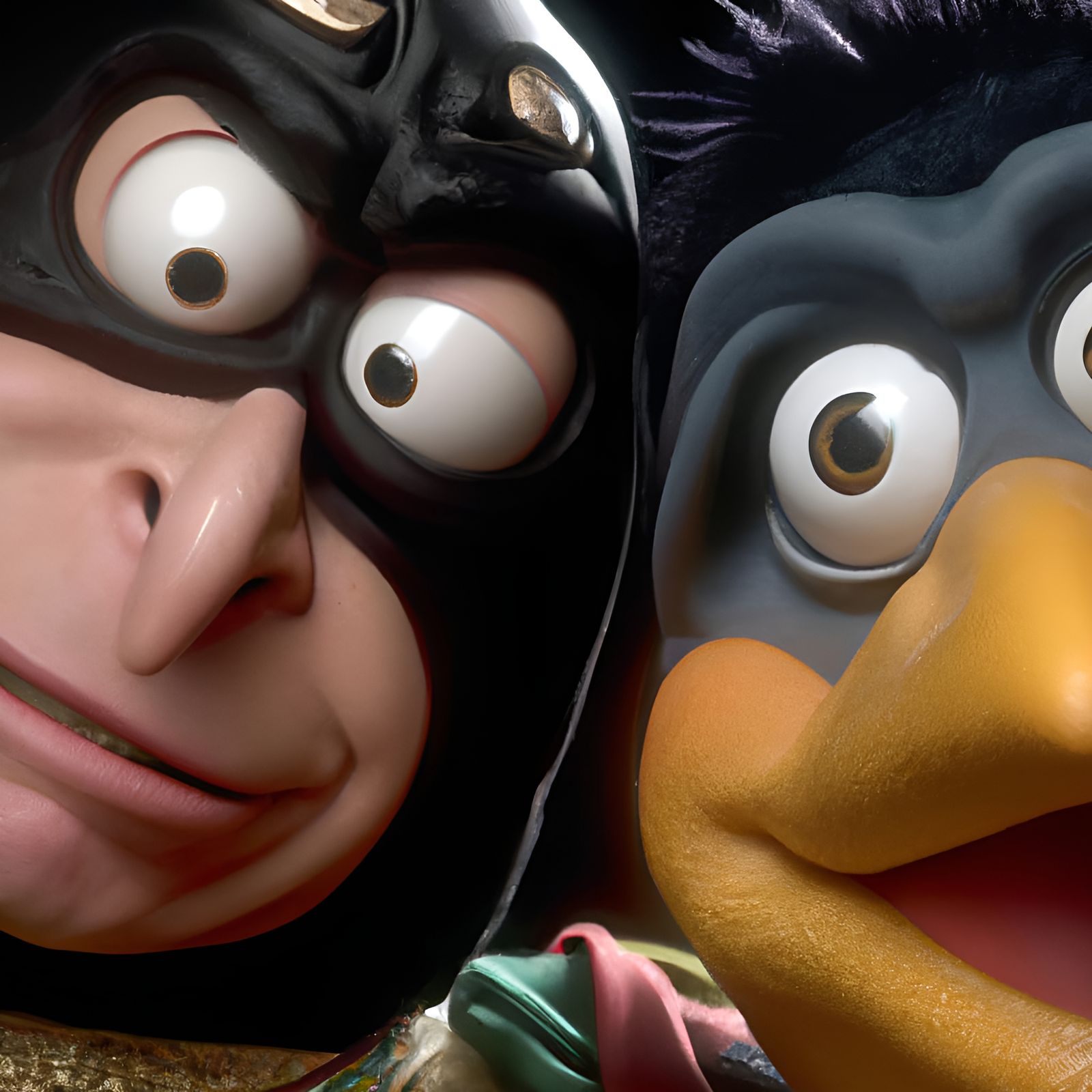 Bert and Ernie as Batman and Robin in 4K CGI