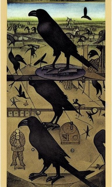 Tarot Card Balance with Ravens Art