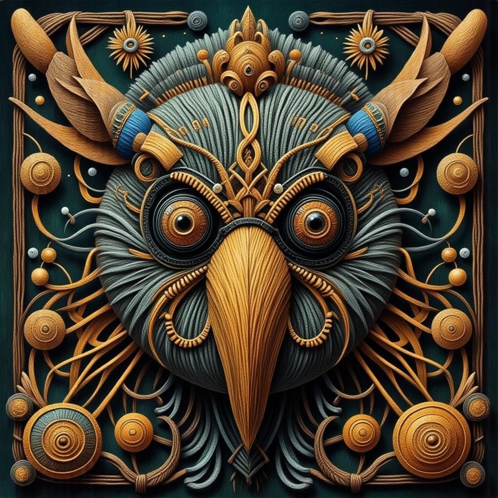 Textured Abstract Angry Bird in Rough Style