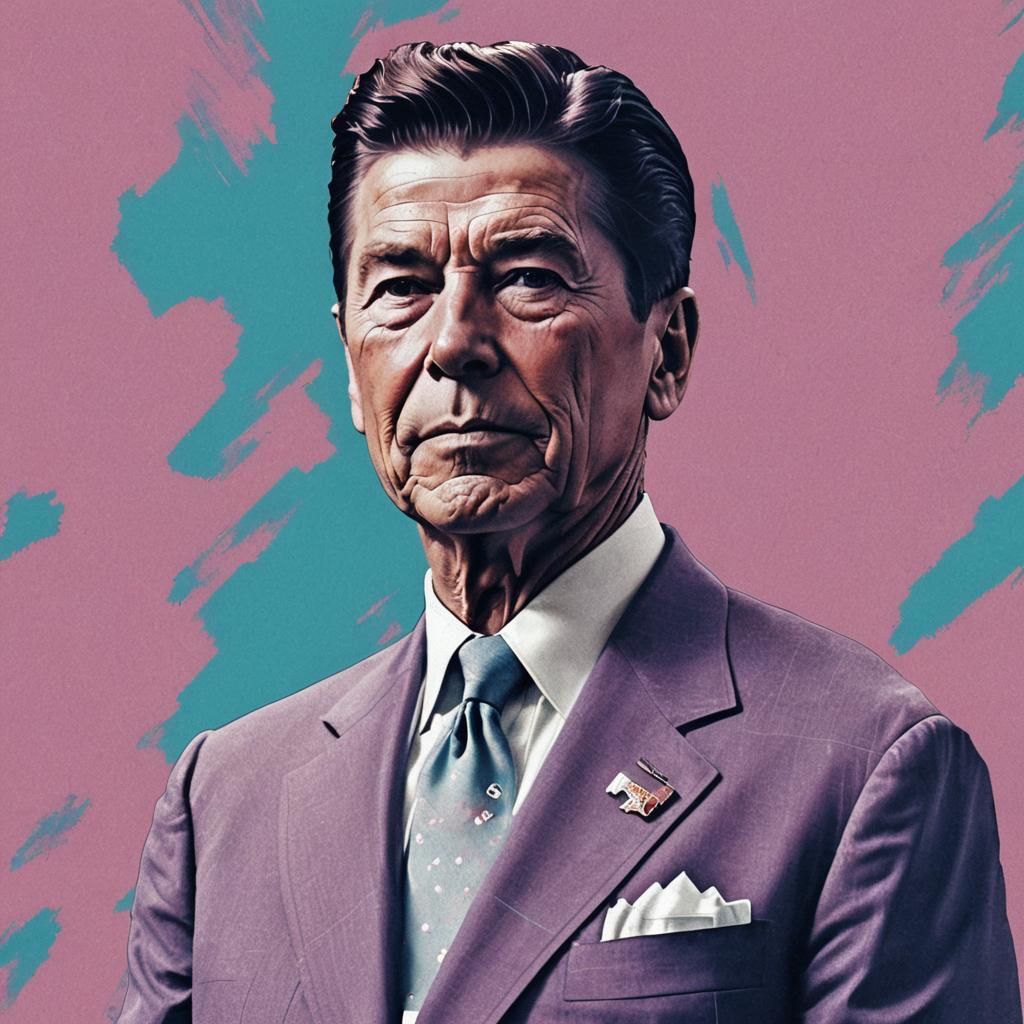 Vaporwave Ronald Reagan Portrait