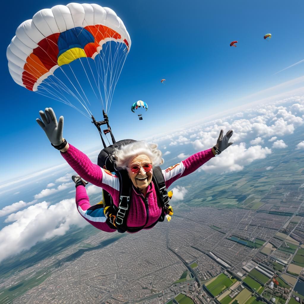 Granny doing a solo jump