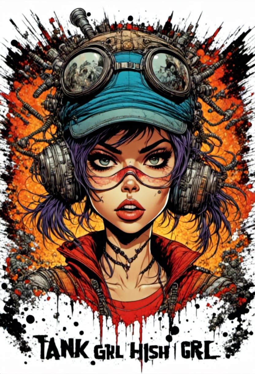 Tank girl art style of jamie hewlett <lora:Comic Style:1.0> <lora:Shinobi:1.0> <lora:Comic Book XL:1.0>