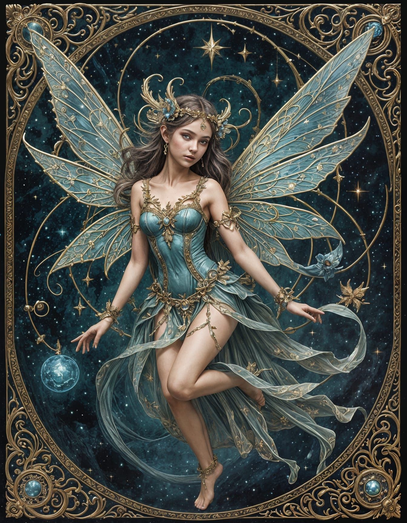 Ethereal Celestial Fairy in Dark Fantasy Style