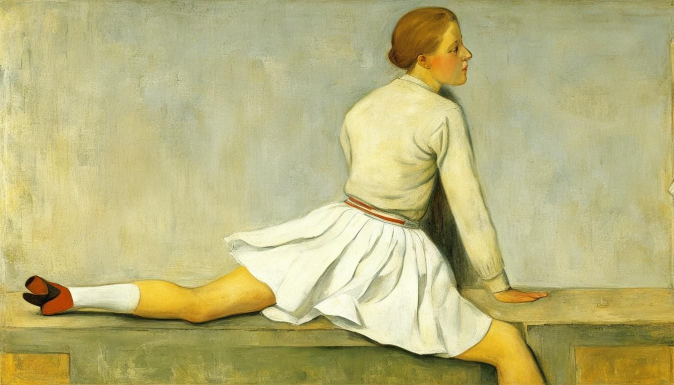 Girl in White Skirt Painting, Early 20th Century Style