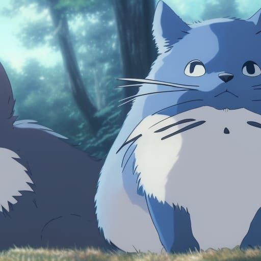 Ragdoll Cats as Totoro in Ghibli Anime Style