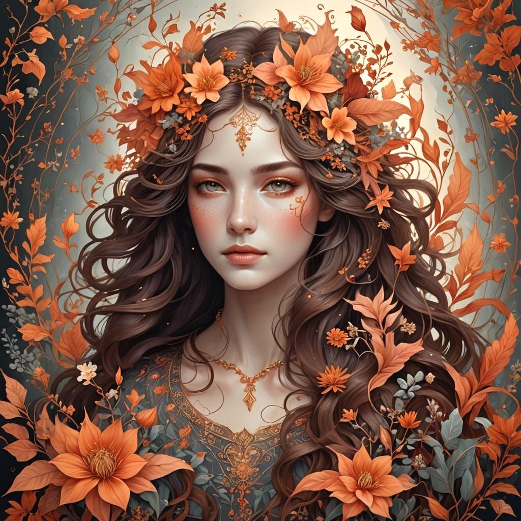 Ethereal Sagittarius Portrait with Floral Accents