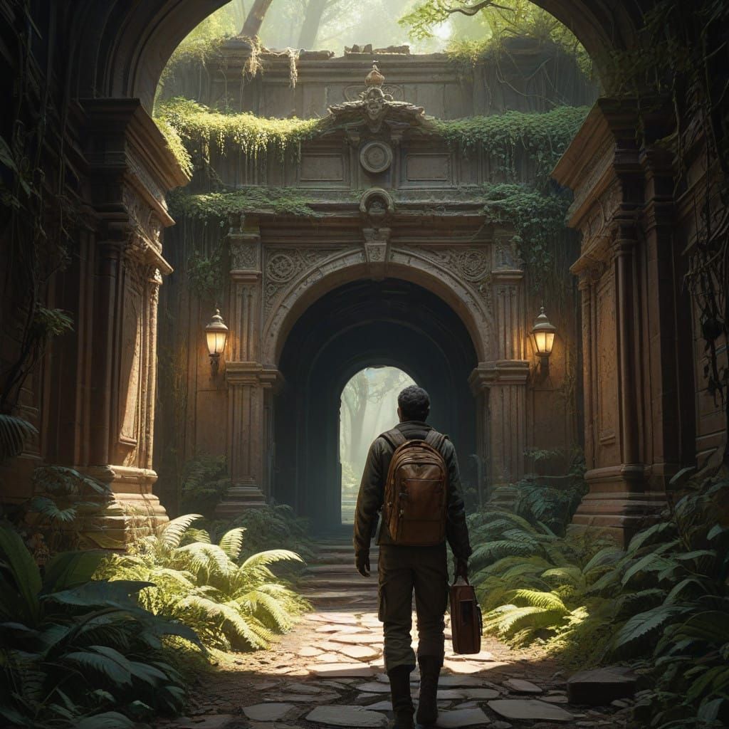 Surreal Odyssey Through Vintage Portals to Mystical Realms