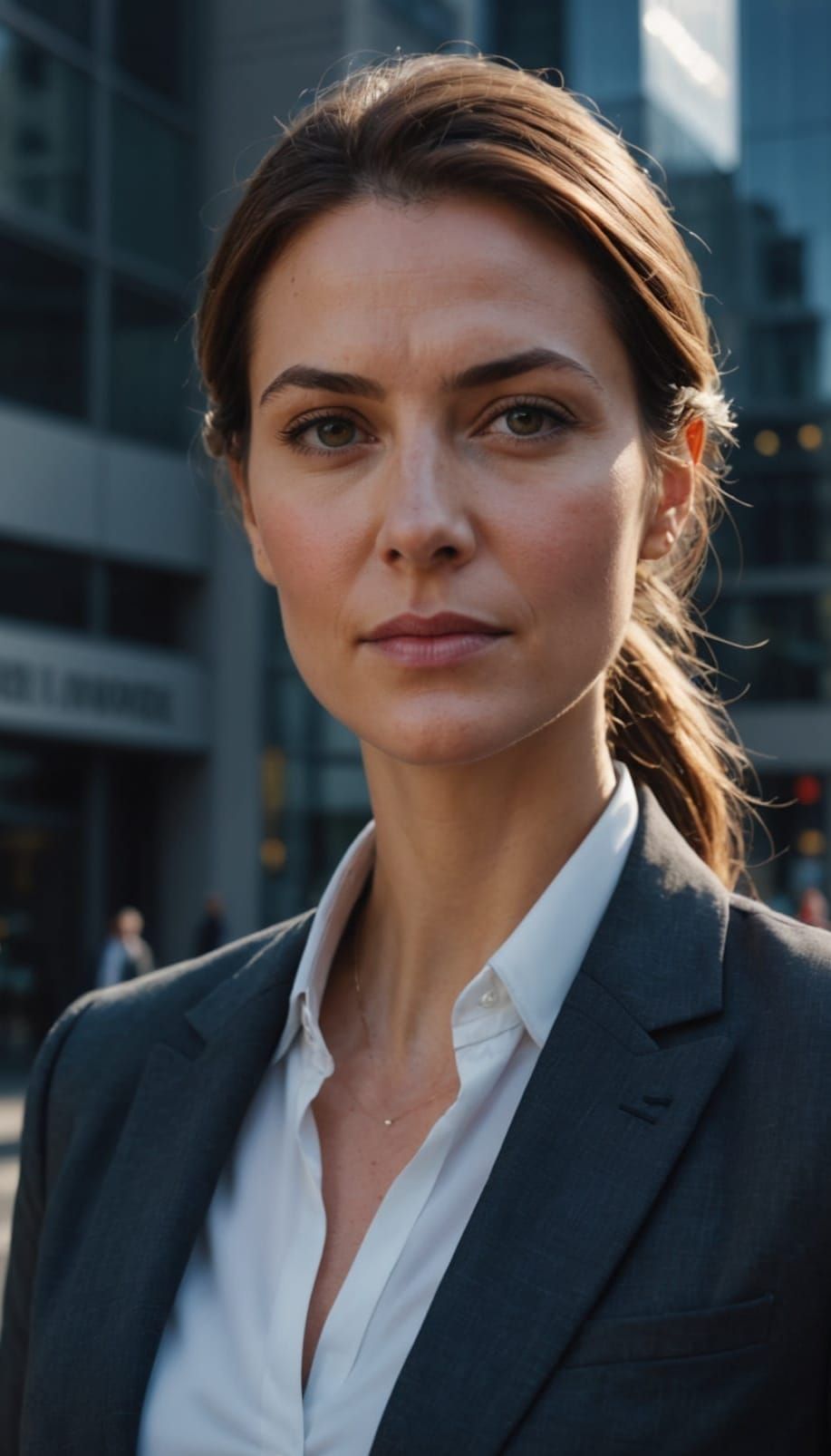 Elegant Businesswoman in Dramatic Lighting