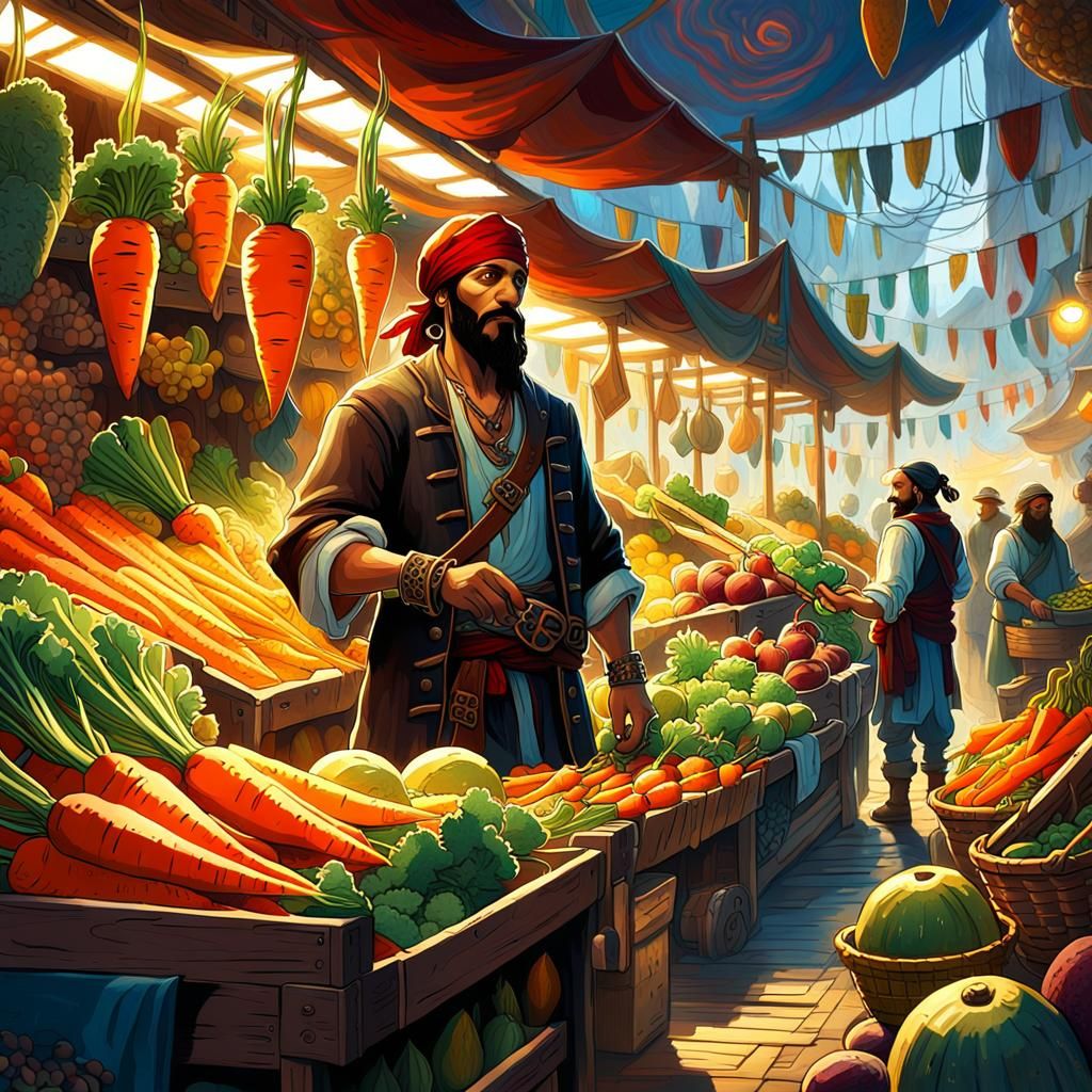 Pirate Purchases Carrots in Vibrant Concept Art