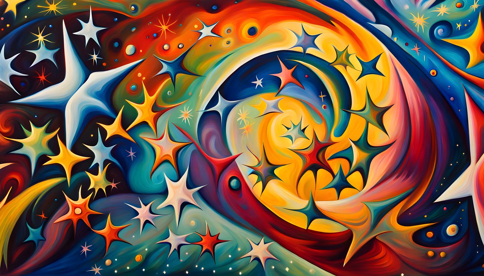 Iridescent Star Cluster in Abstract Expressionism