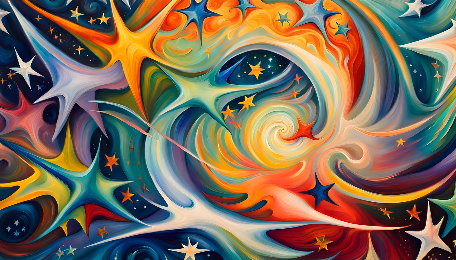 Iridescent Stars Form in Abstract Expressionist Painting