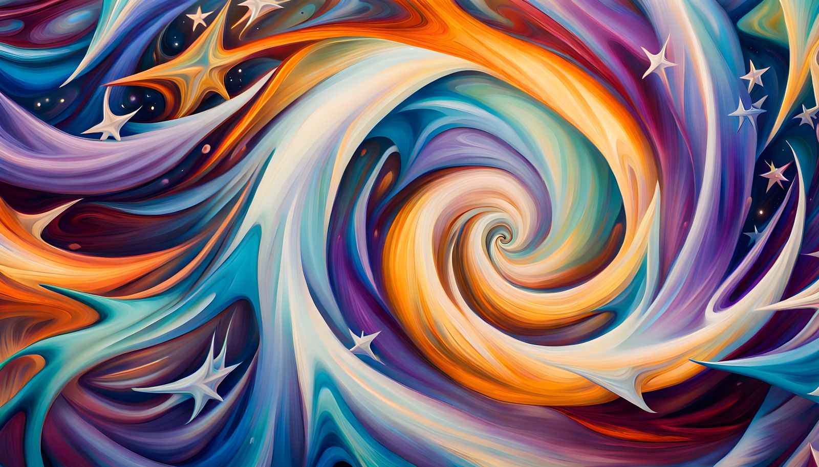 Iridescent Stars in Abstract Expressionist Style