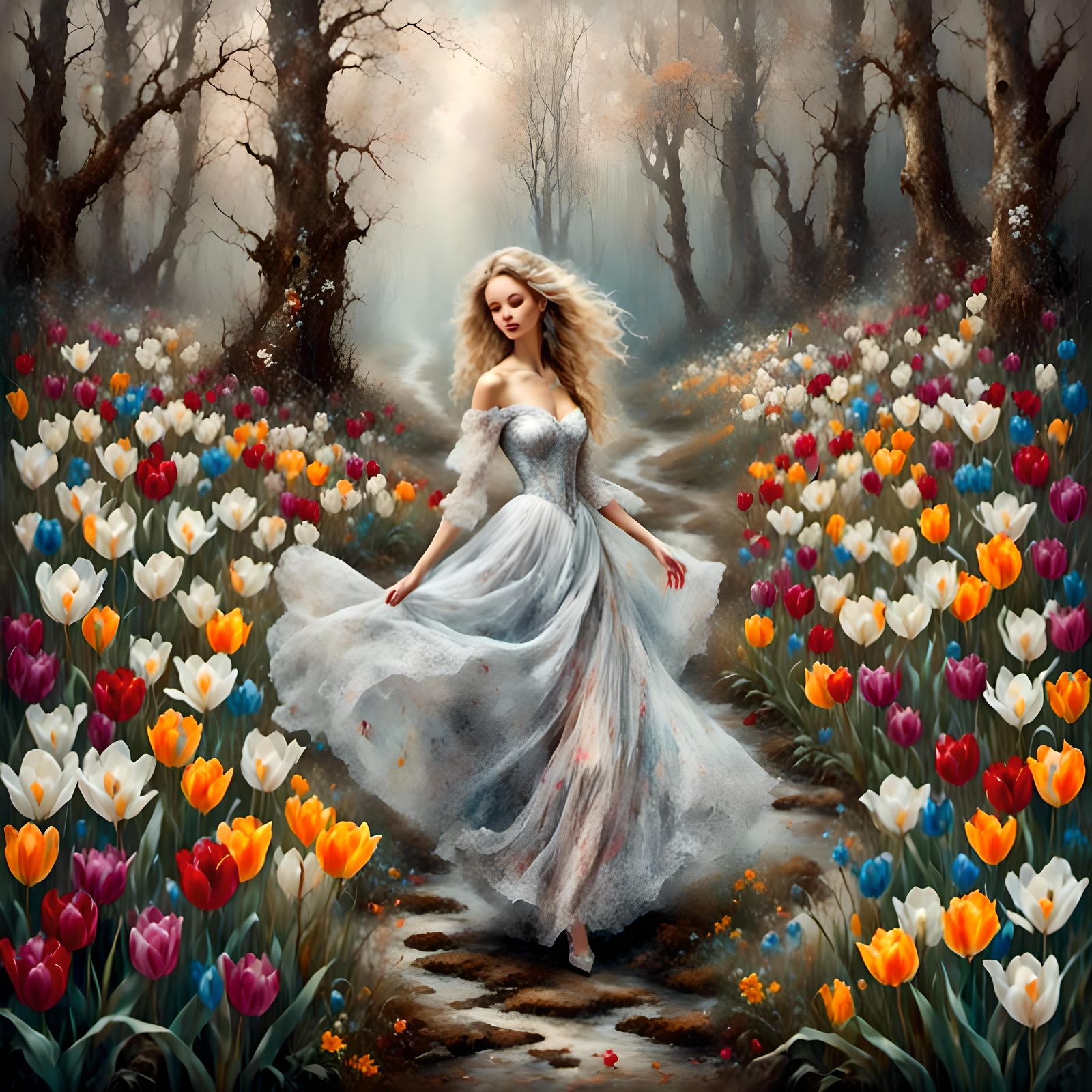 Dreamlike Forest Scene with Soft Lighting