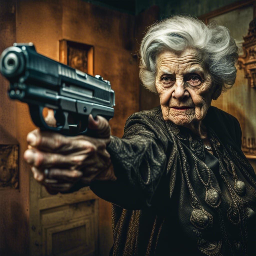 Angry Octogenarian in Dynamic Action Pose