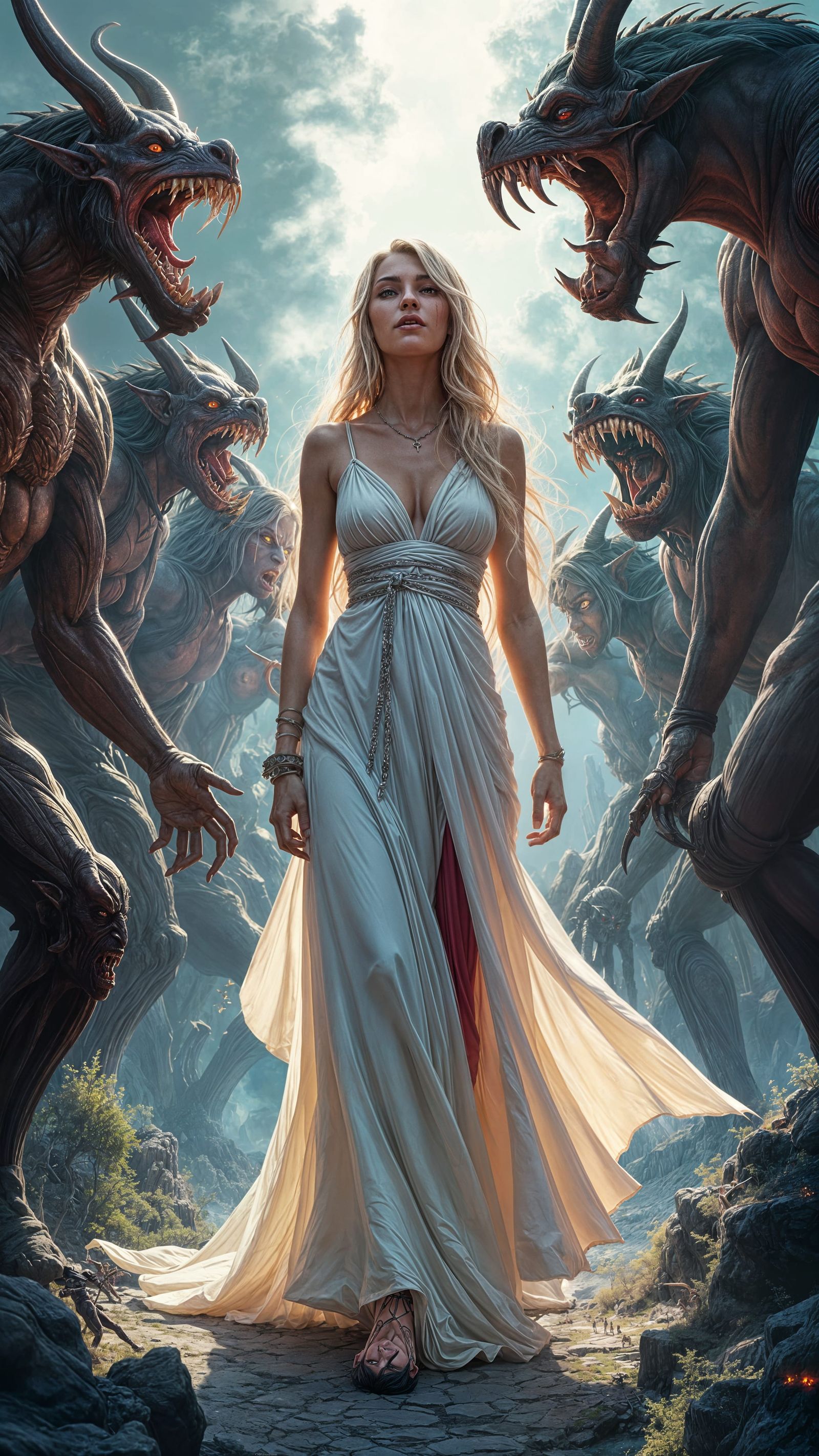 High Elf Surrounded by Demons: Cel-Shaded Anime Art