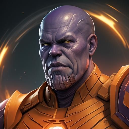 Orange Lantern Thanos in Hyperrealistic Digital Art