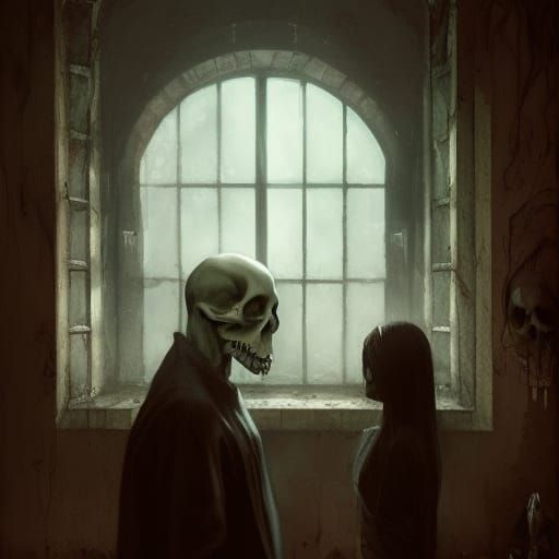 Sinister Skull Windows in House of Death