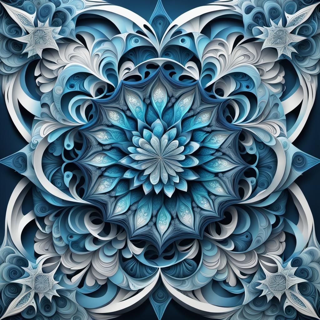 abstract vector fractal, wave function, Zentangle, 3d shading