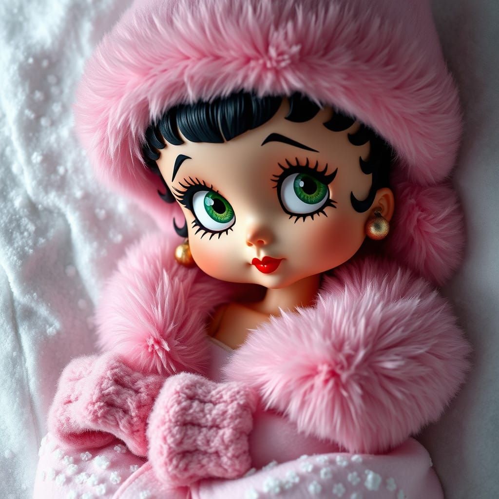 Betty Boop's Whimsical Winter Wonderland in Pastel Hues
