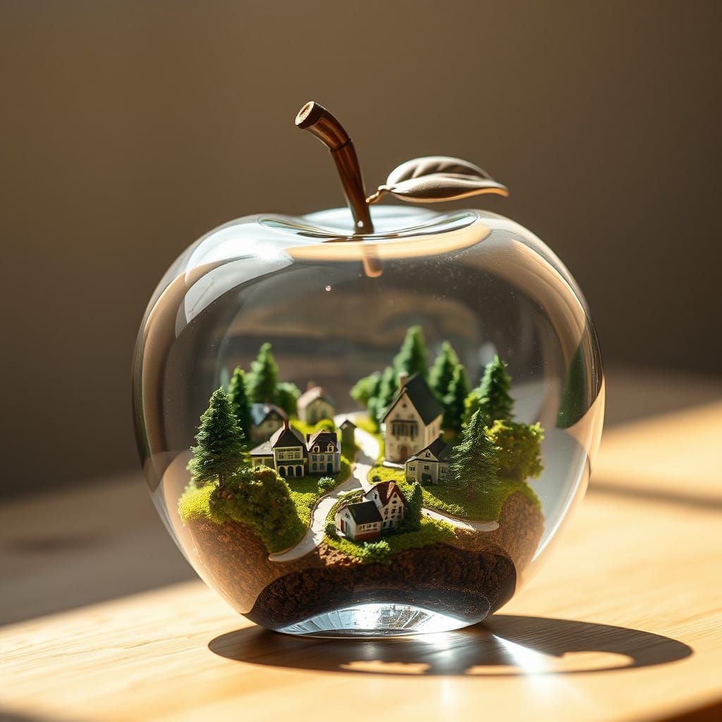 Glass Apple World in Shimmering Light