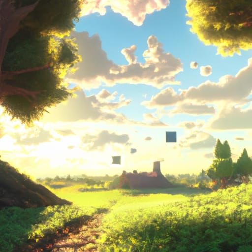Anime Minecraft Scene in Studio Ghibli Style