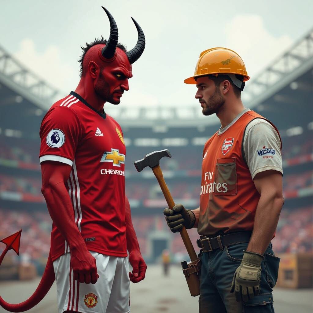 Devil in Man Utd Shirt Faces Arsenal Worker